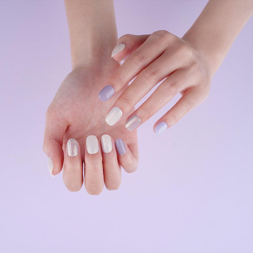 Bright Purple & White & Giltter Gel Nail Strips | Love of Lavender | Danni & Toni