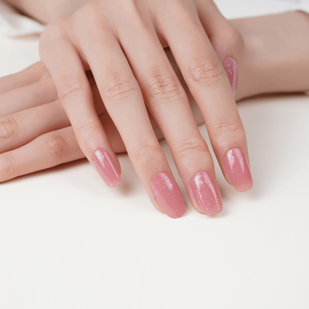 Pink Gel Nail Strips with Glitter | Shimmering Sands | Danni & Toni