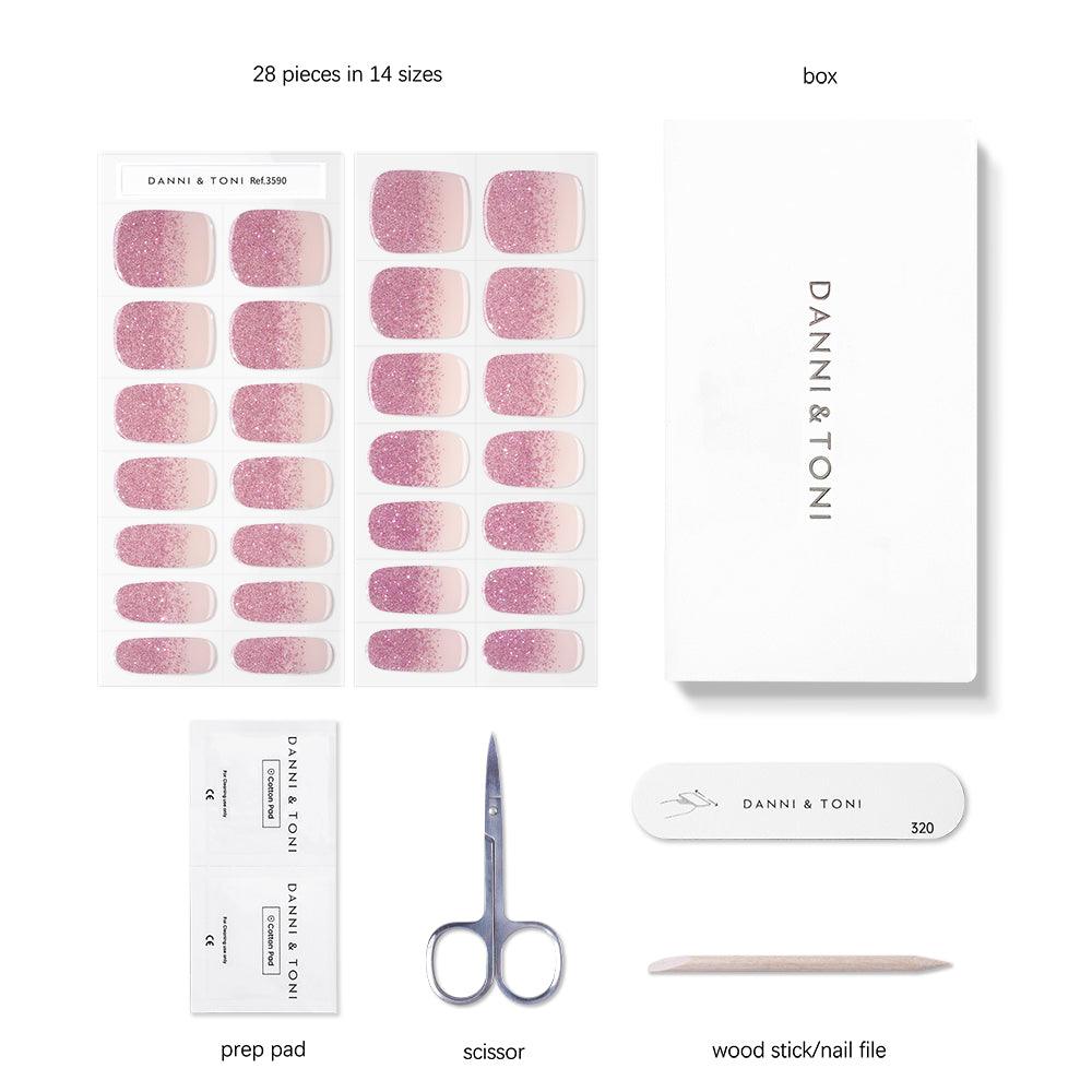 Baby pink glitter/sparkle semi cured gel nail sticker | Canvas of Sparkles | Danni & Toni 