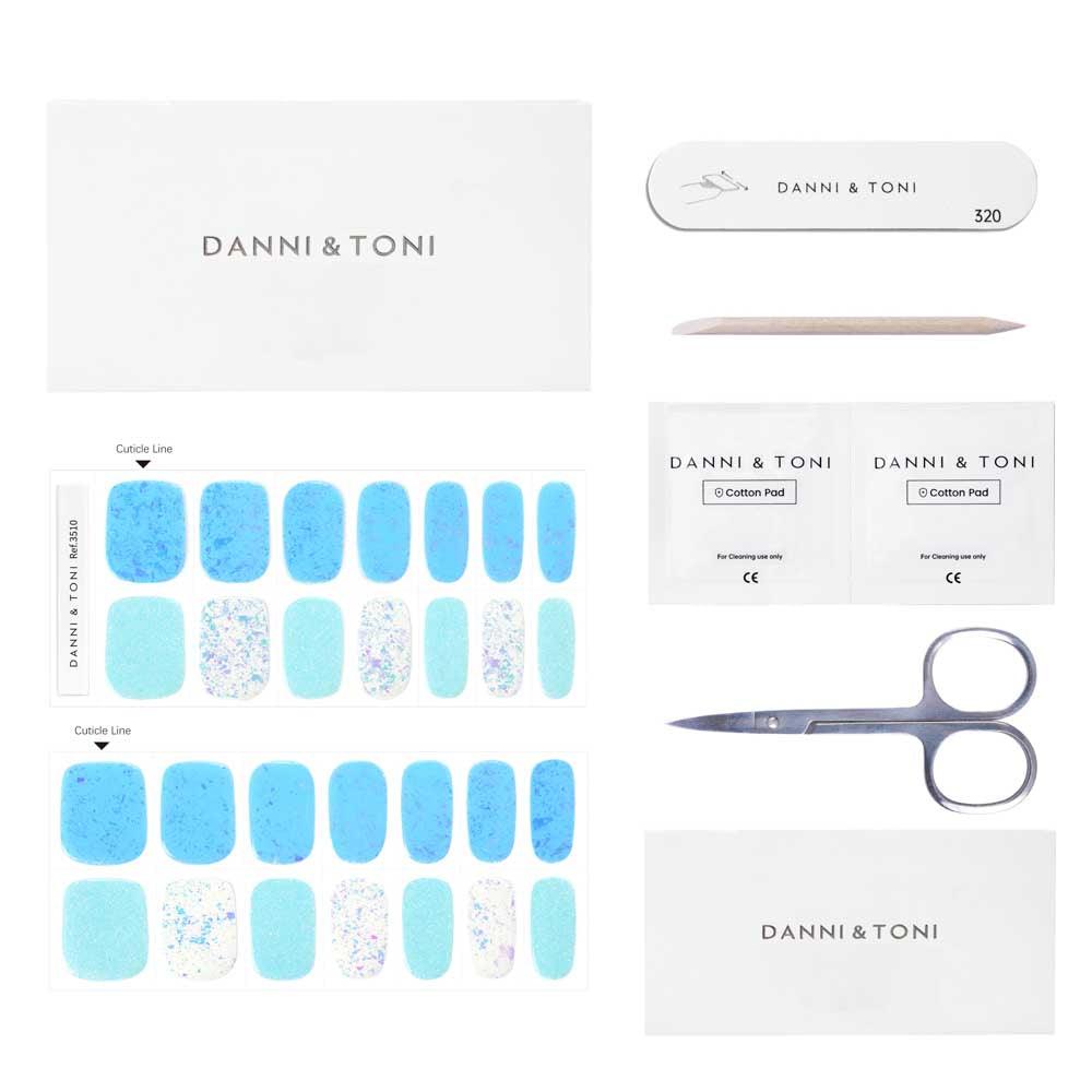 Blue Charm & White & Opal & Glitter Gel Nail Strips |Boundless Dream |  Danni & Toni