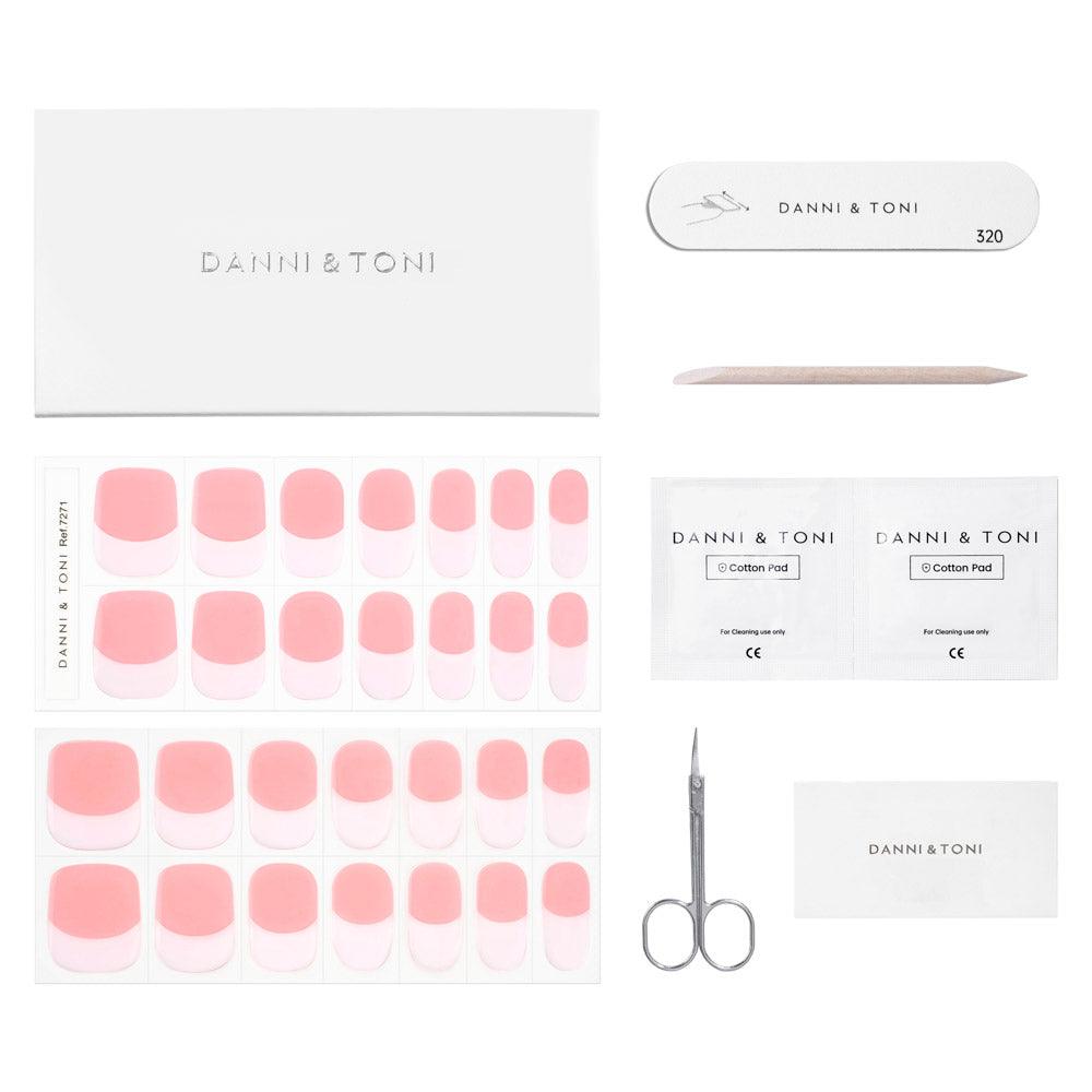  Classic Pink and White French Tips Semi Cured Gel Nail Stickers | Timeless French Tips | Danni & Toni