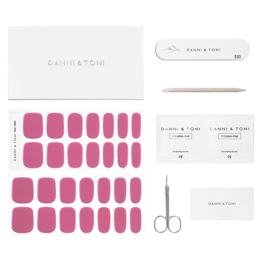 Solid Dark Pink Shade Gel Nail Strips | Pink Lemonade | Danni & Toni