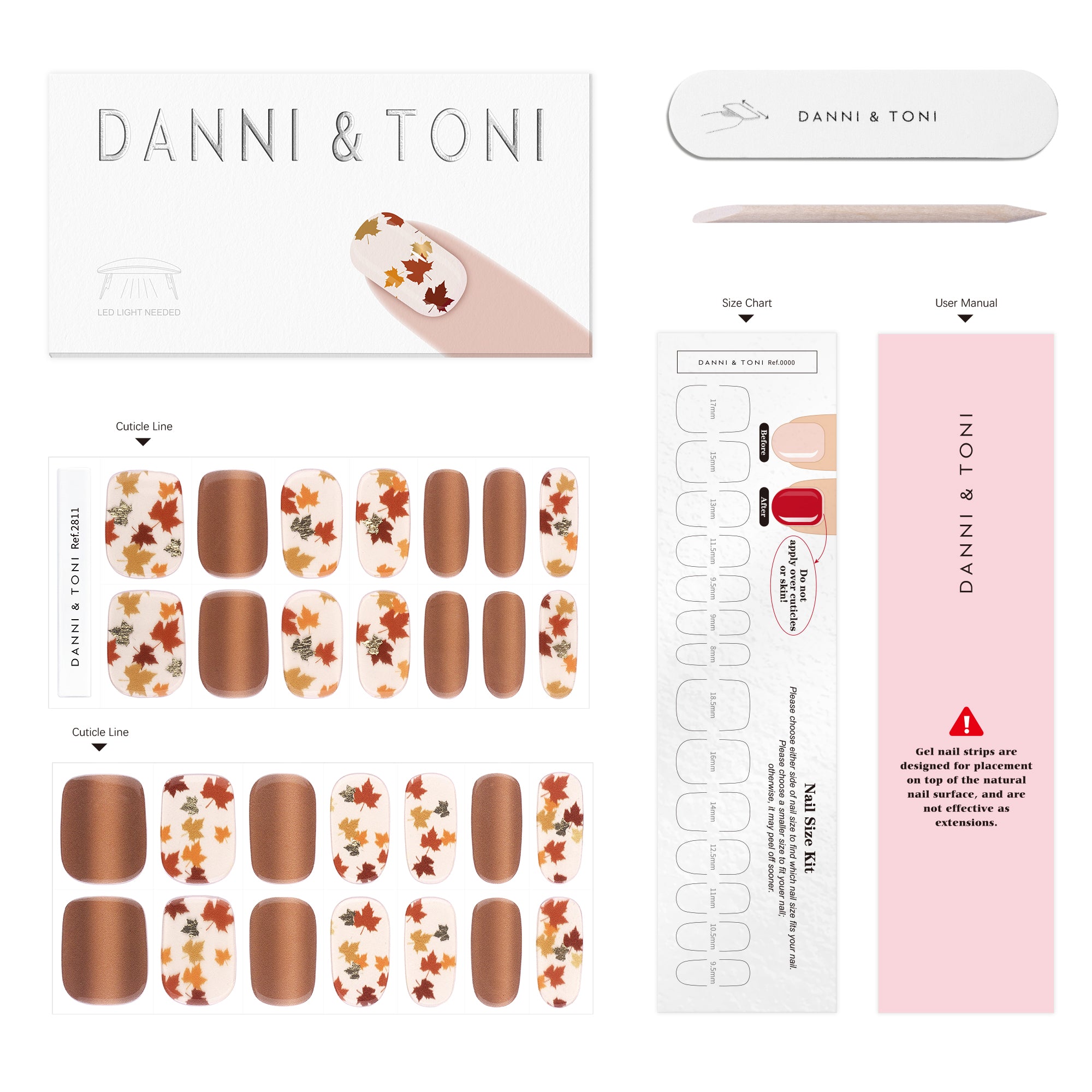 Warm Autumn Red Gel Nail Strips | Maple-2811