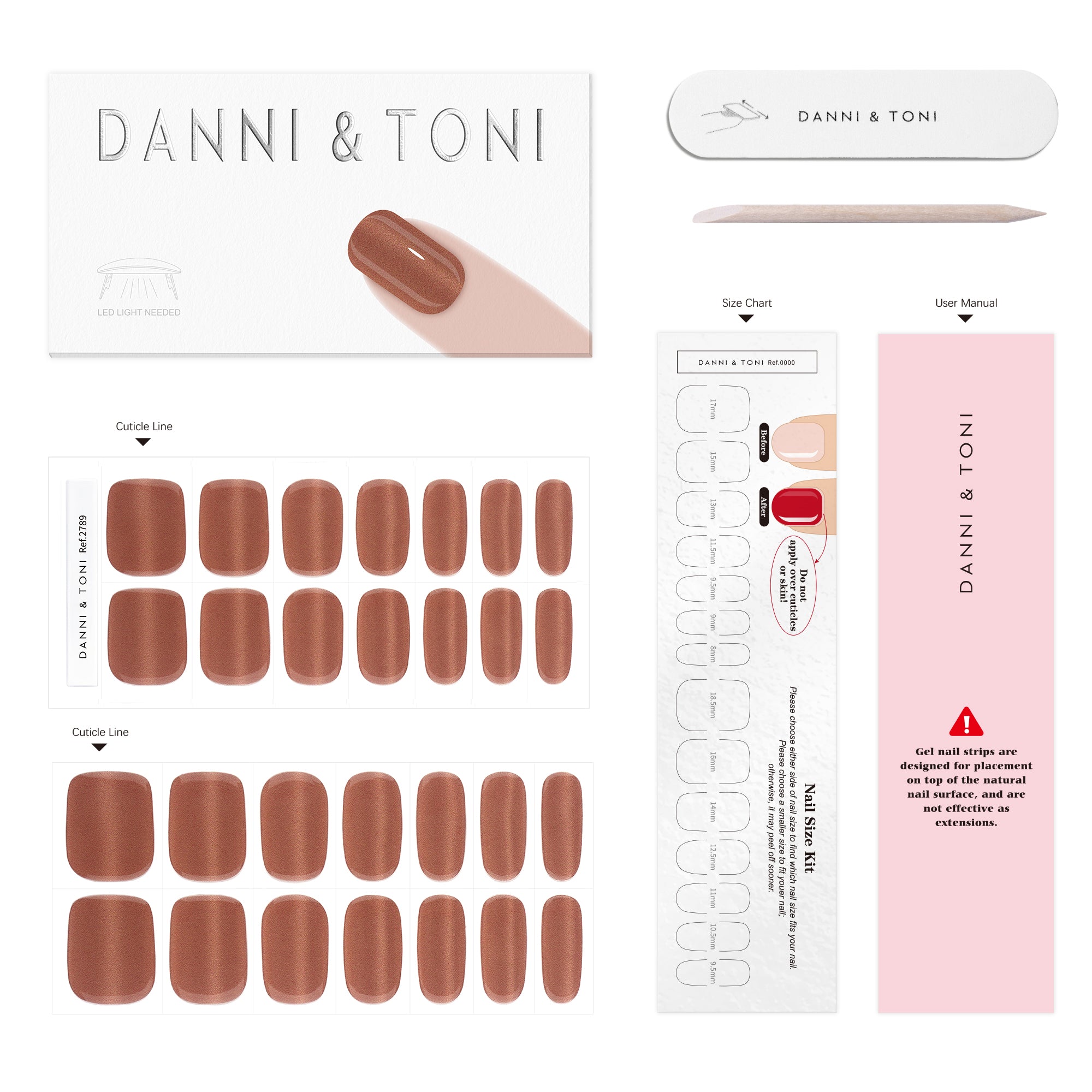 Shimmering Mocha Brown Gel Nail Strips | Cocoa Glint-2798