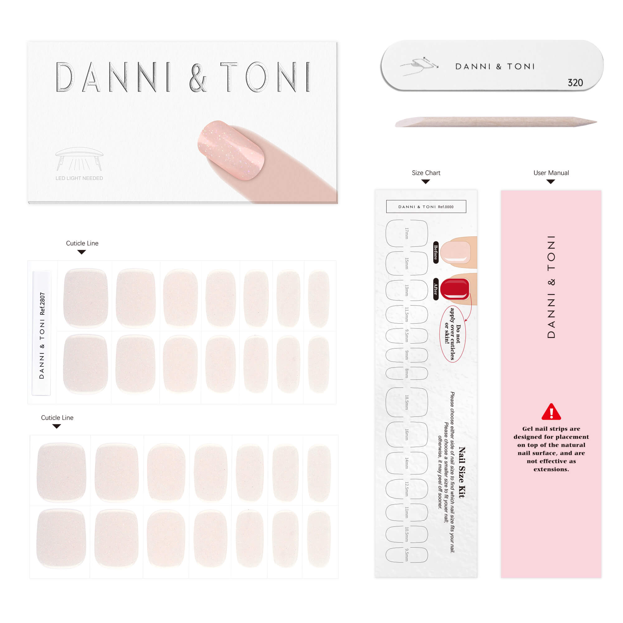 Sparkling Sheer Pink Semi-Cured Gel Nail Strips | Fairy Dust-2807
