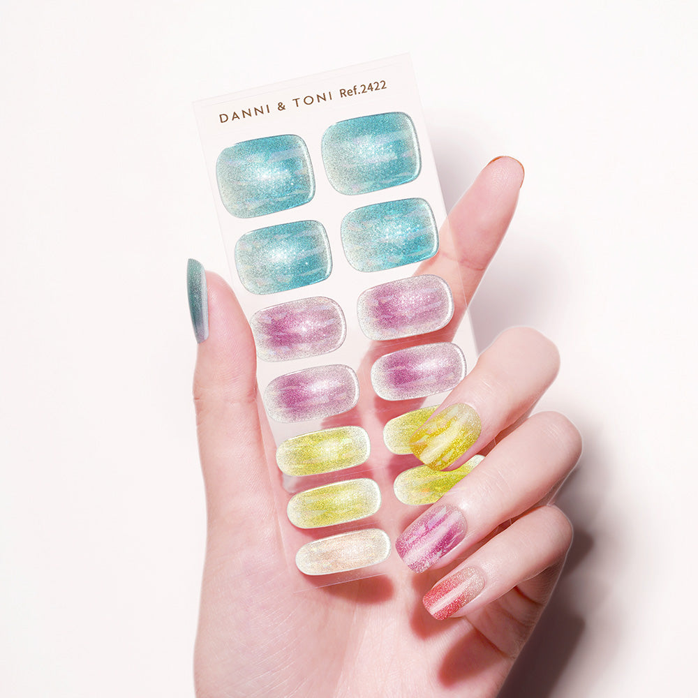 Rainbow Sparkle Gradient Semi Cured Gel Nail Strips | Neverland - 2422
