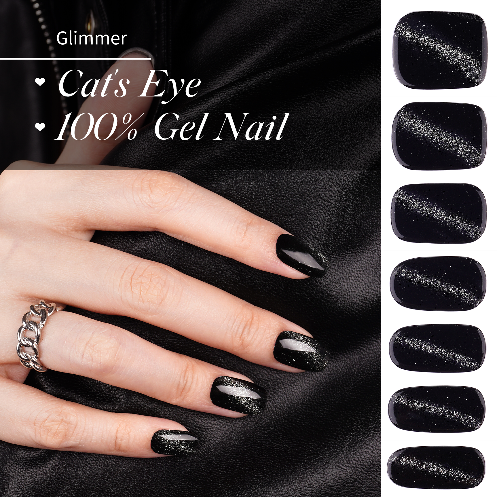 Starry Night Glitter Semi Cured Gel Nail Strips | Light the Dark - 3518