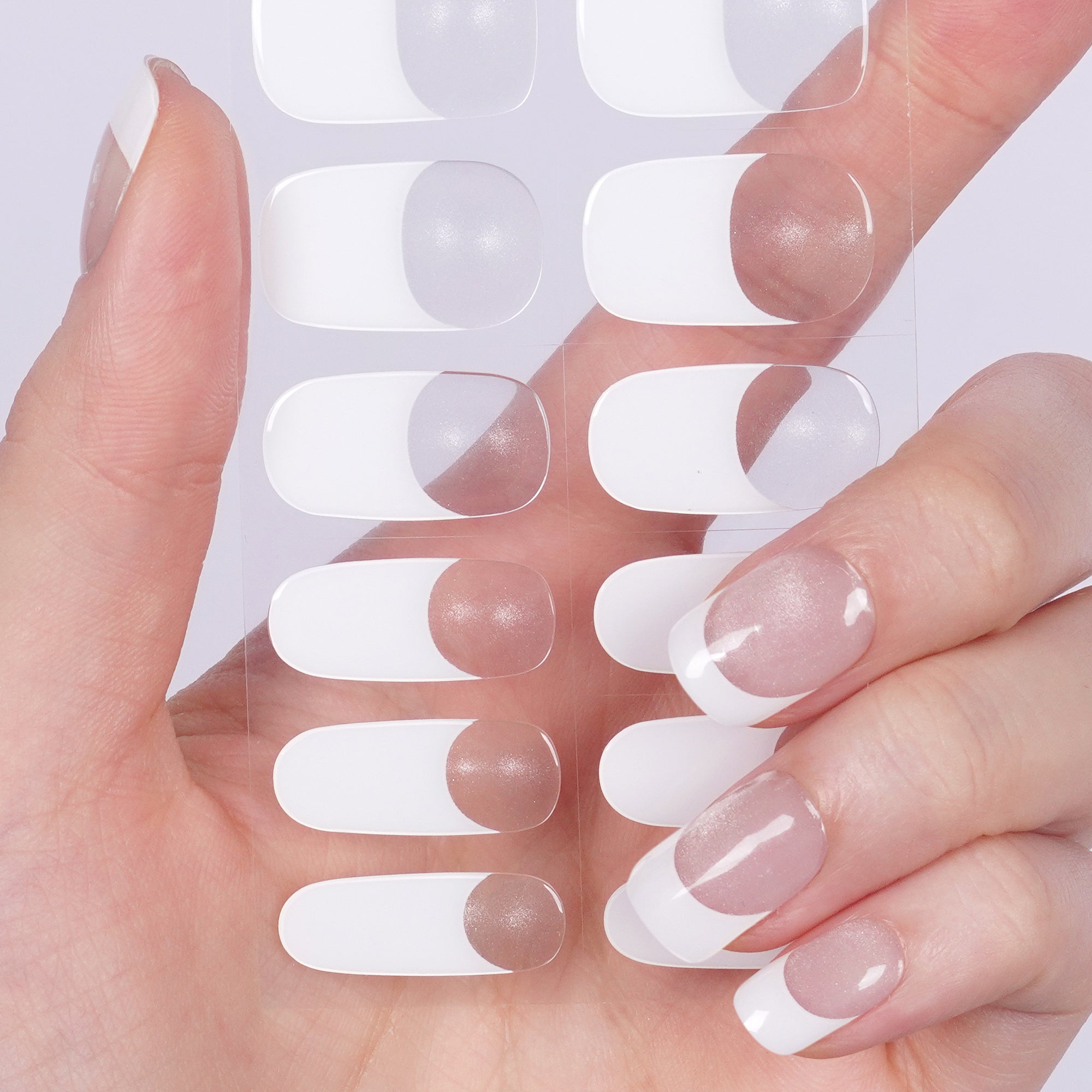 Soft Silvery Glow Gel Nail Strips for an Elegant, Timeless Look | Moonlight-2840