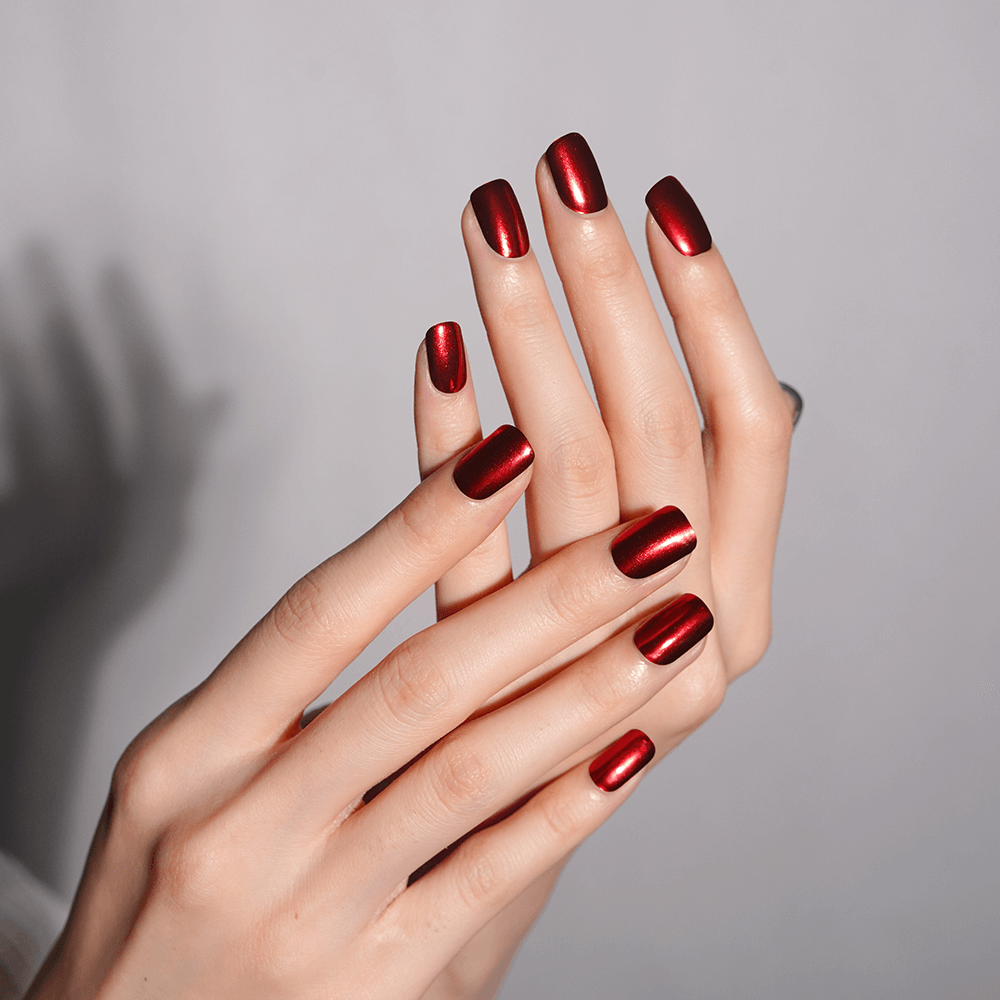 Fiery Scarlet Semi-Cured Gel Nail Strips | Red Blaze-2794