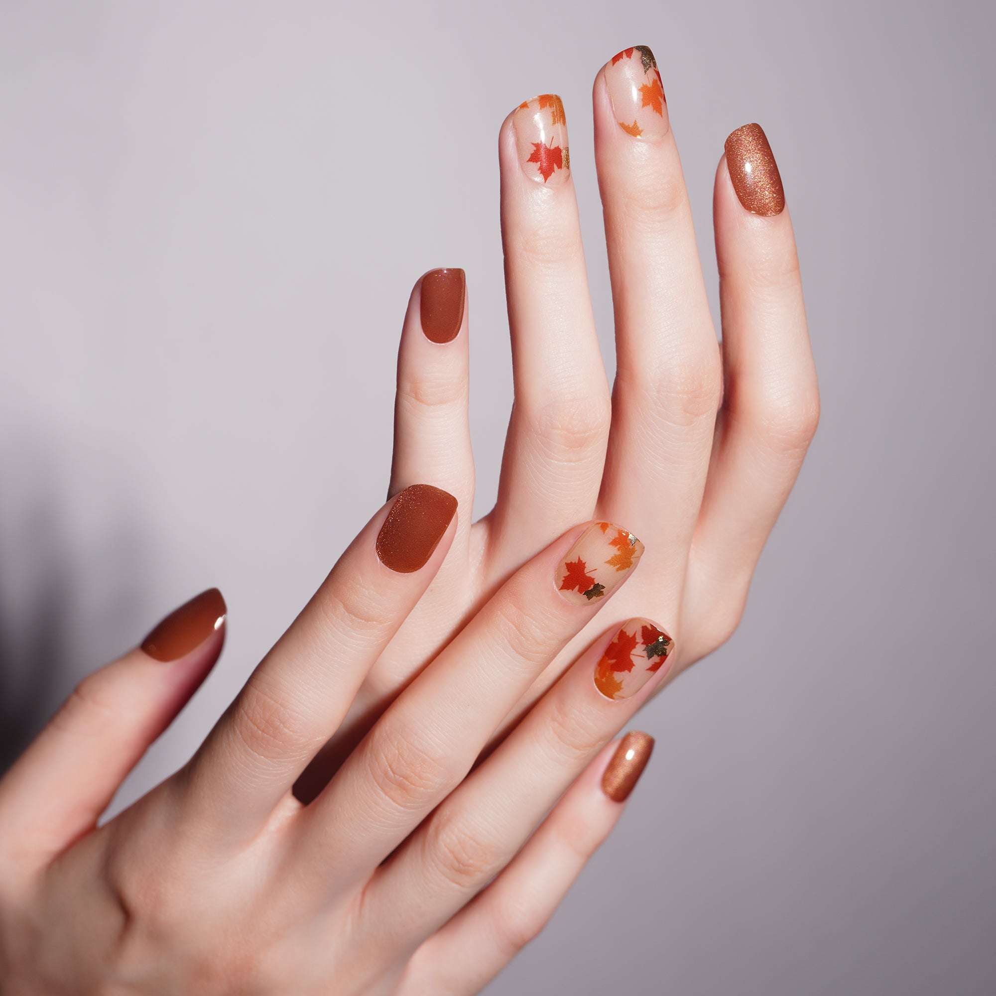 Warm Autumn Red Gel Nail Strips | Maple-2811