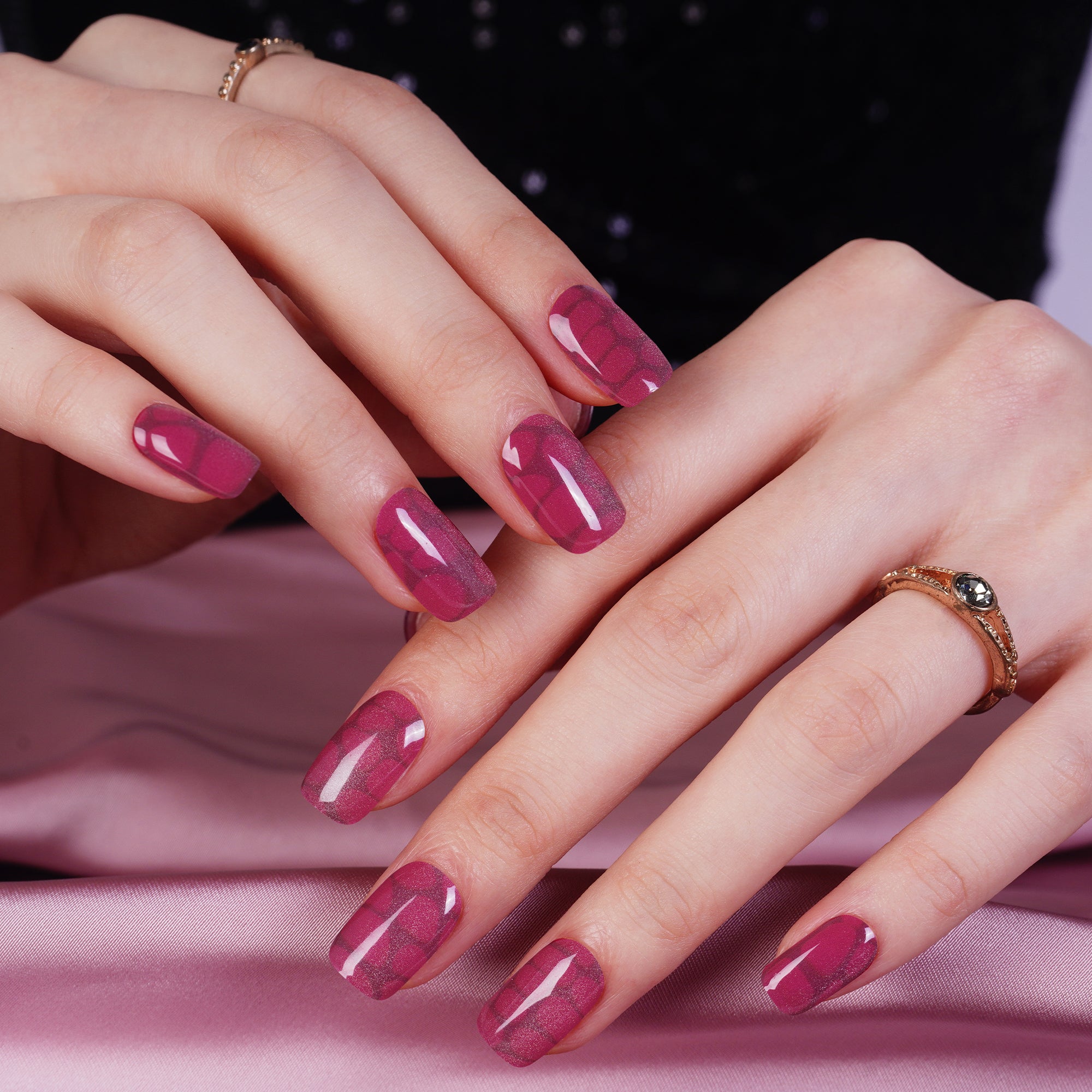 Luminous Purple Gel Nail Strips with a Subtle Crystal Shimmer | Amethyst Aura-2835