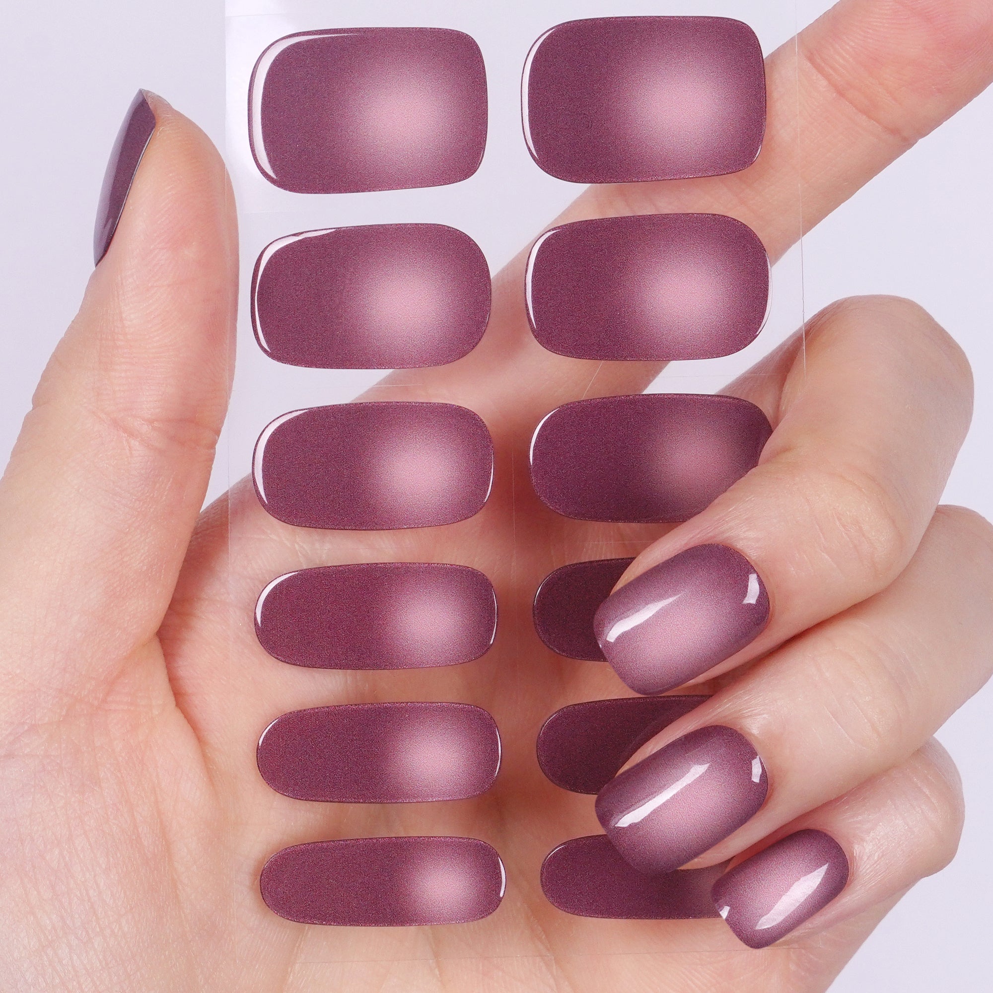 Soft Mauve Plum Gel Nail Strips | Plum Mist-2837