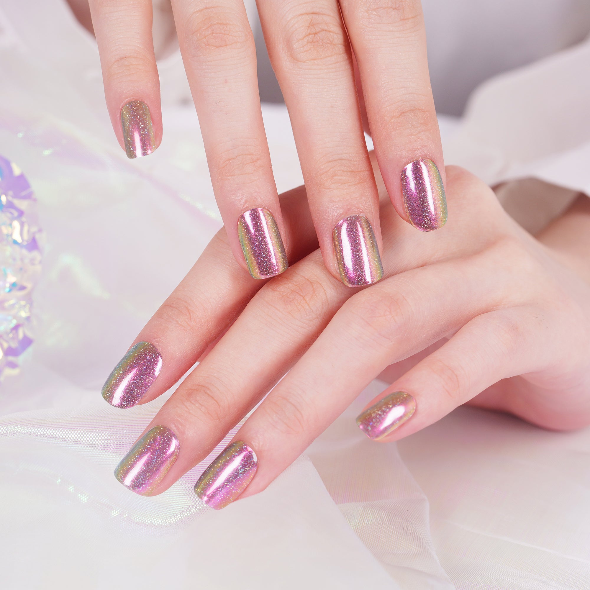 Shimmering Pearl Glow Gel Nail Strips for a Soft, Enchanting Look | Iridescent Charm-2826