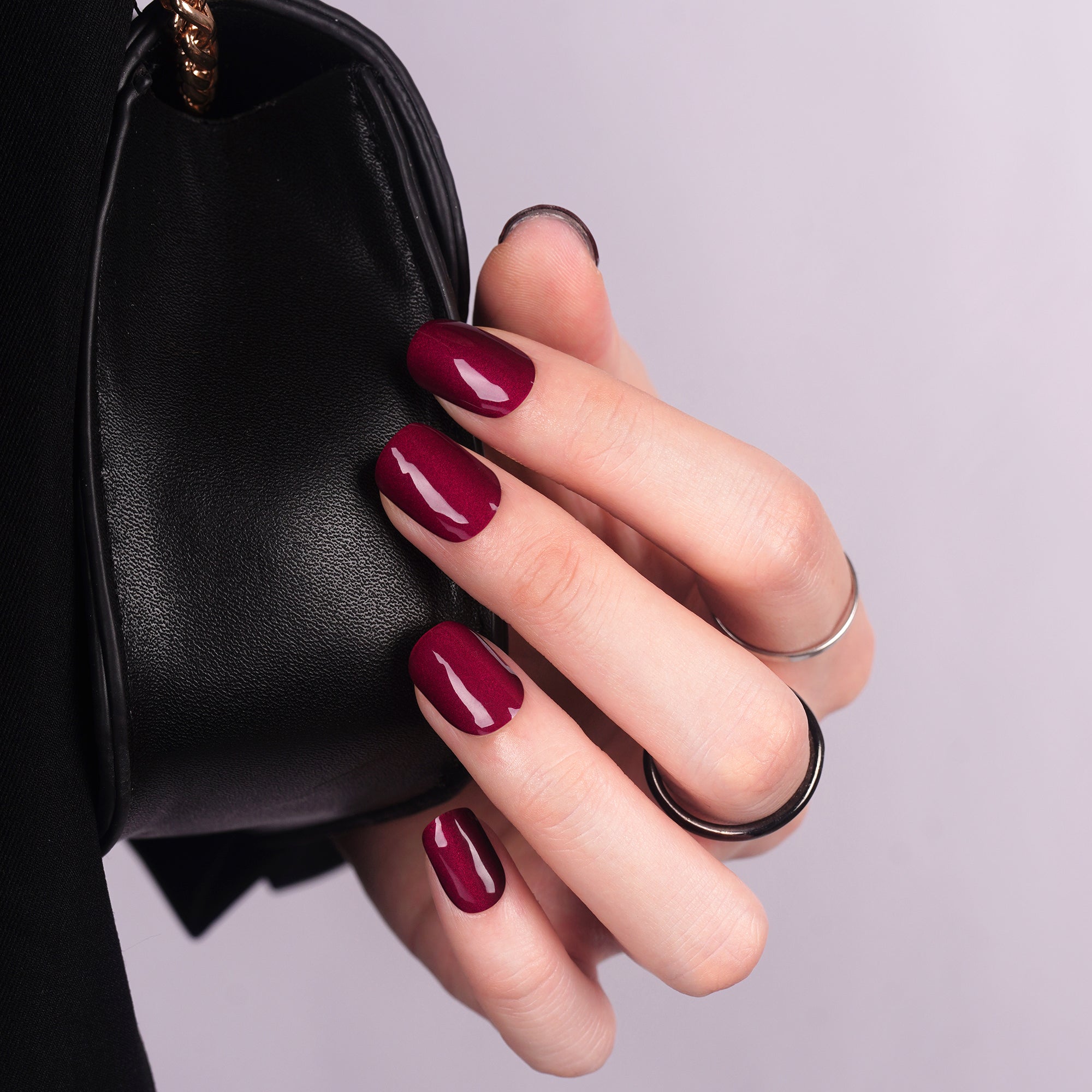 Deep Red Elegance Gel Nail Strips | Crimson Eclipse-2803