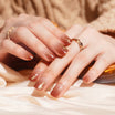 Warm Red-Brown Gel Nail Strips with Shimmering Gold Accents | Golden Ember-2844