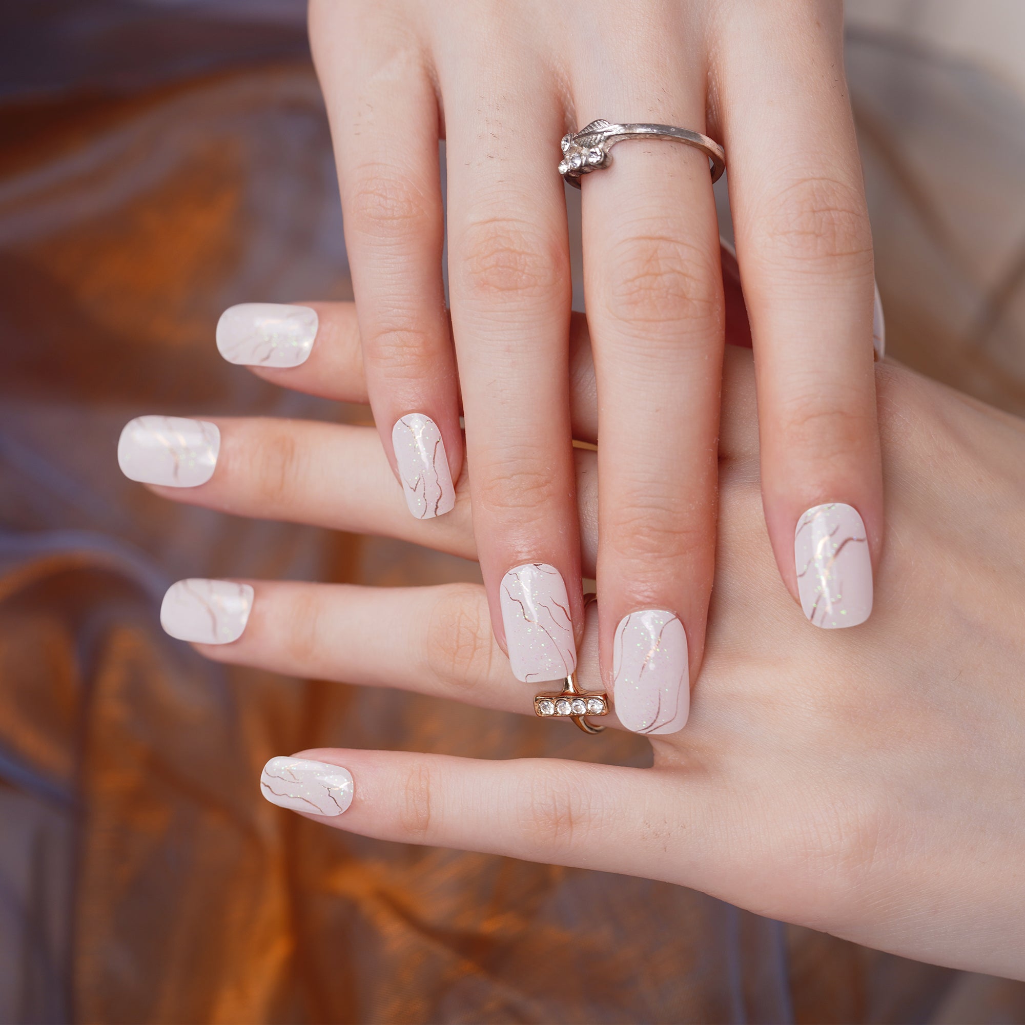 Marble Blue & Gold Gel Nail Strips Inspired by the Beauty of the Night Sky | Celestial Veins-2829