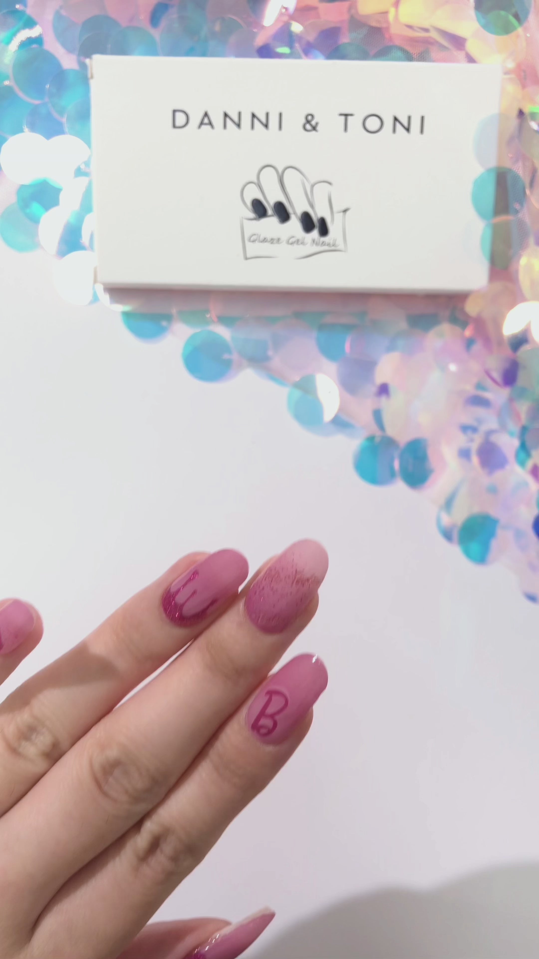Glitter Pink Shimmer Gel Nail Strips | Glittering Sands | Danni & Toni