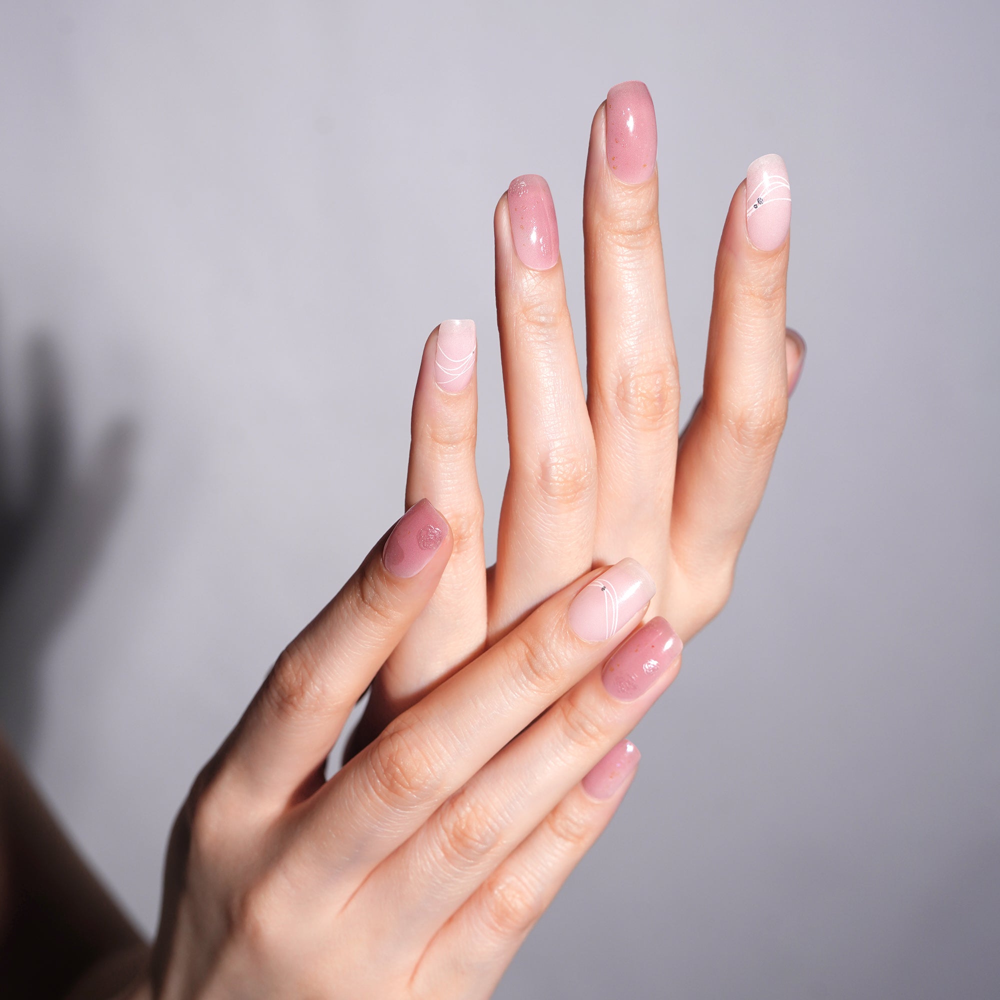 Soft Blush Floral Gel Nail Strips Inspired by Spring Petals | Petal Kiss-2719