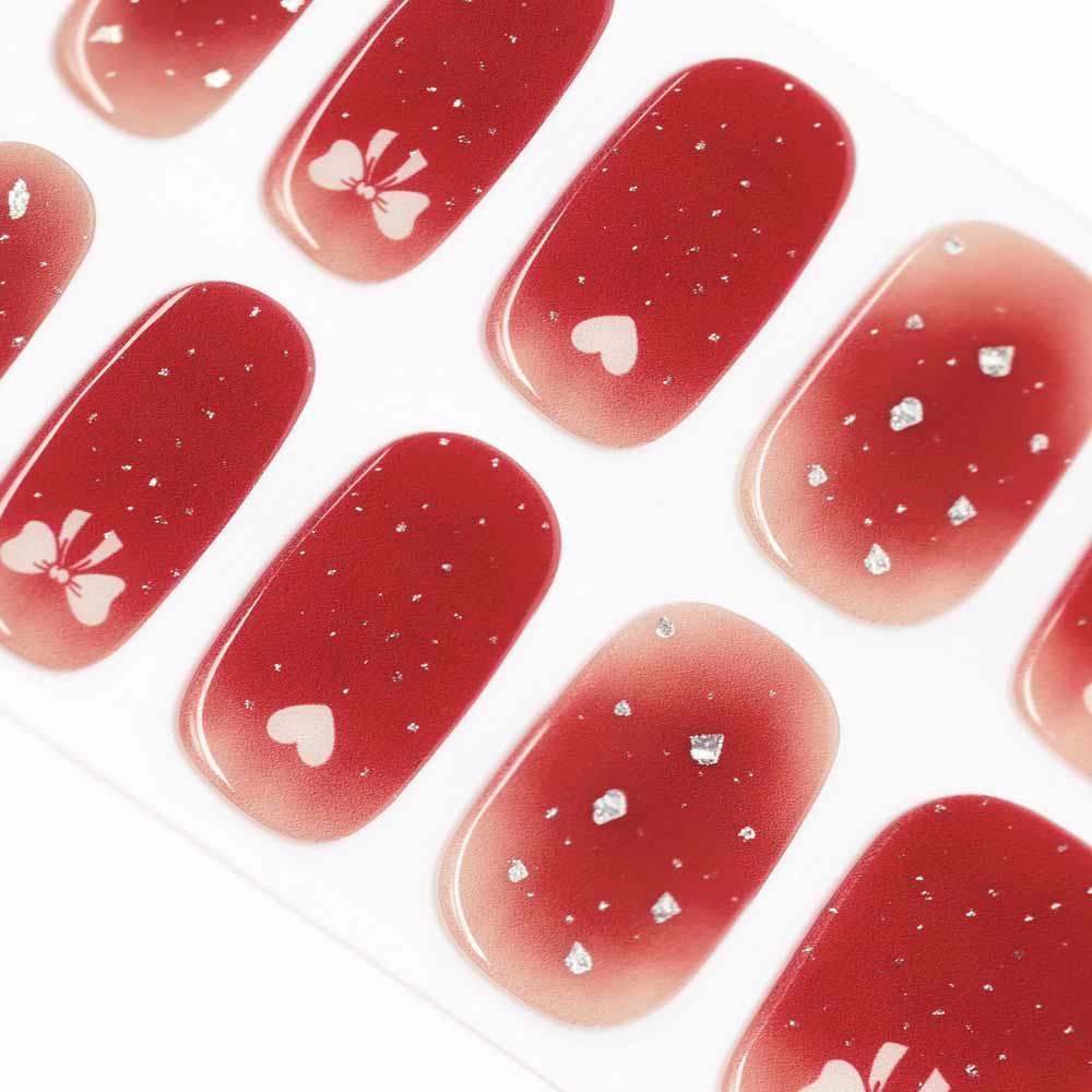 Red with bownot gel nail stickers | Dance Floor | Danni & Toni